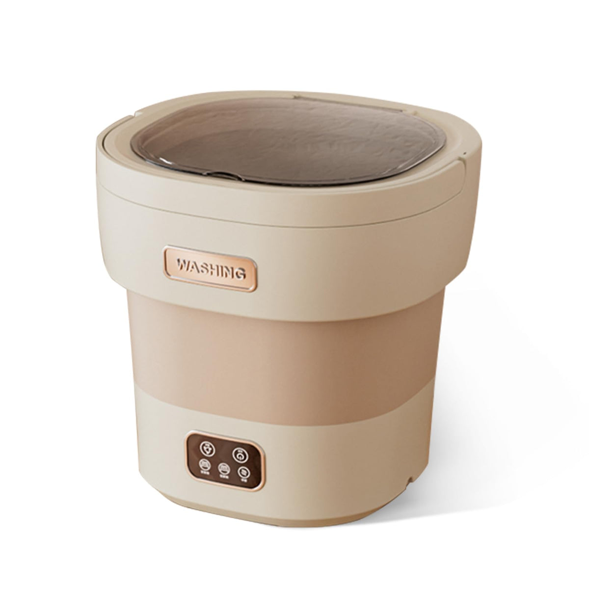 Garvee Machine à laver pliable pour le camping, 12 L avec essoreuse, pour sous-vêtements, vêtements de bébé, chaussettes, beige/blanc, compacte et portable