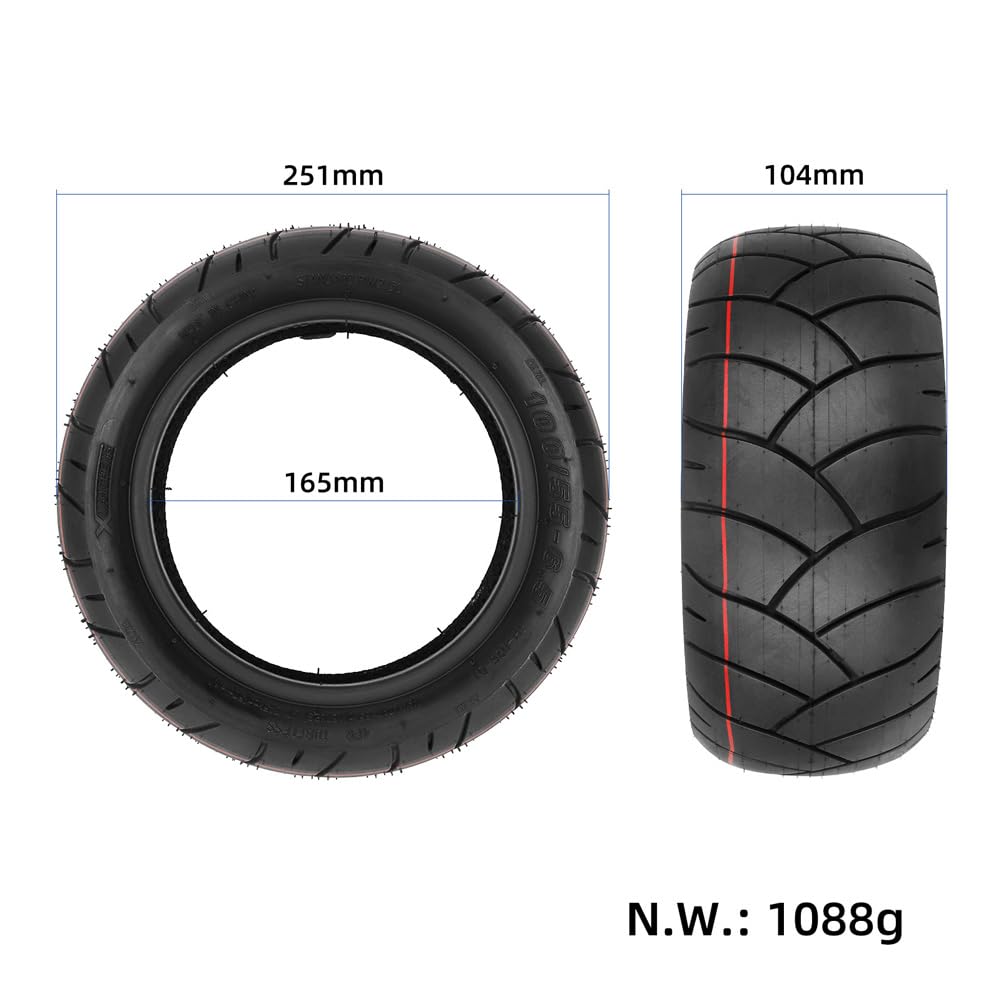 Pneu Garvee 11 pouces sans chambre à air pour trottinette électrique, anti-crevaison, robuste, 100/55-6.5, pour trottinettes électriques modifiées, noir