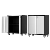Armoire de rangement robuste Garvee pour garage, avec roulettes, étagères réglables, portes verrouillables, acier antirouille, mobile et sécurisée, idéale pour atelier ou bureau.