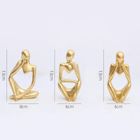 Ensemble de 3 statuettes abstraites Garvee représentant un penseur, mini figurines modernes en résine dorée pour le bureau et la maison.