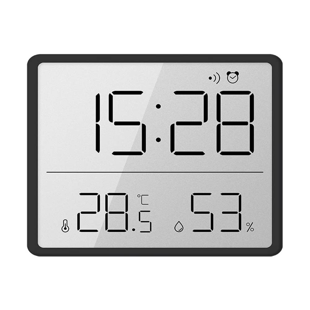 Garvee réveil numérique LED aimanté avec température et minuteur de cuisine, noir, en plastique, pour bureau et chambre