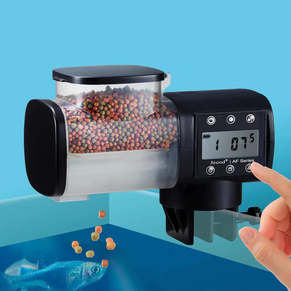 Garvee Distributeur automatique de nourriture pour poissons d'aquarium, résistant à l'humidité, avec distribution programmée, idéal pour les vacances, 500 ml