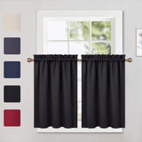 Garvee Lot de 2 cantonnières occultantes pour fenêtres, salon, cuisine, chambre, cantonnières isolantes thermiques, noires, 66 x 76 cm - Noir
