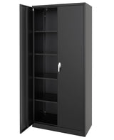 Garvee armoire de rangement métallique avec serrure, 4 étagères réglables, 180 cm de hauteur, revêtement en poudre, résistant aux rayures et à la rouille, acier, garage et bureau, gris