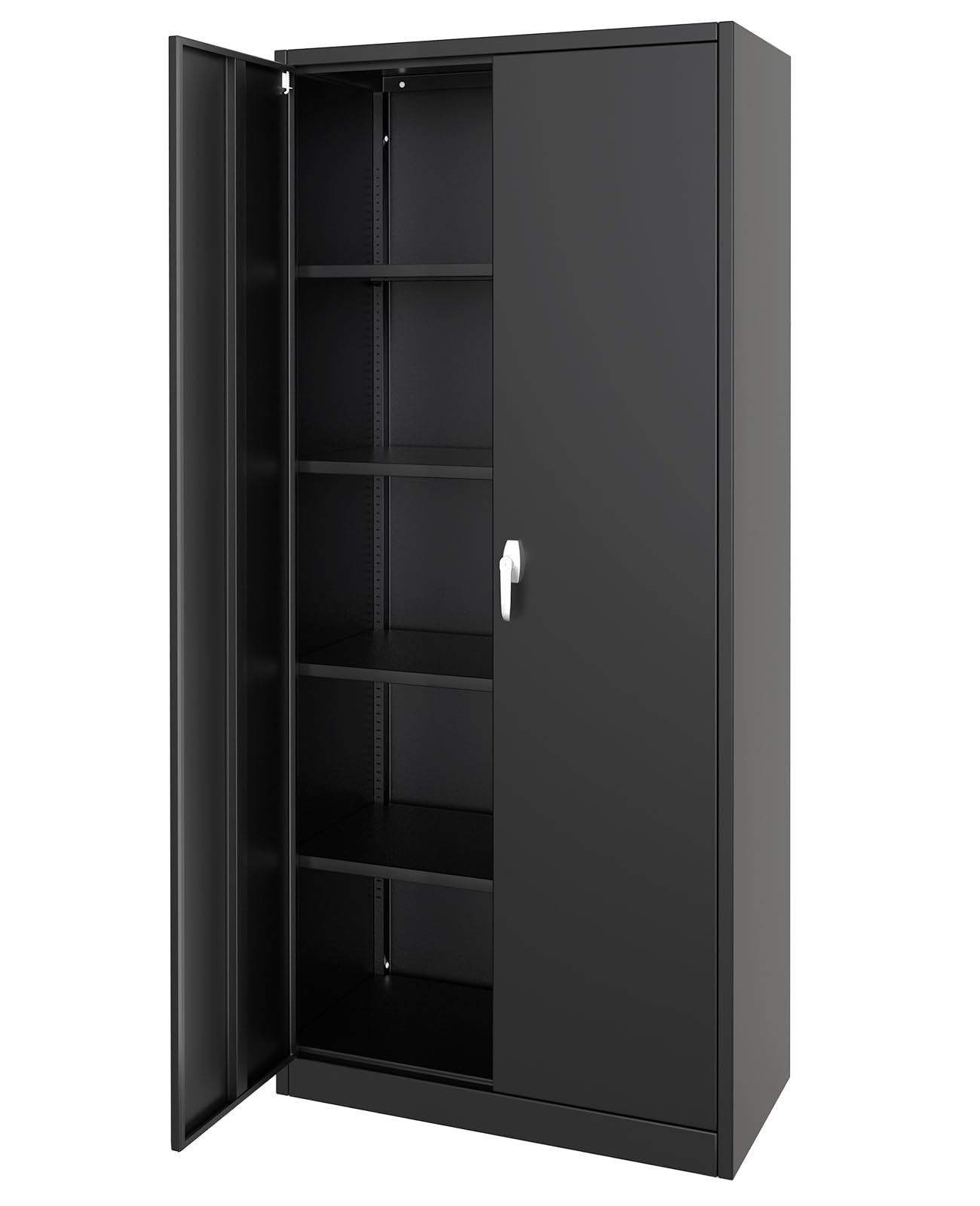 Garvee armoire de rangement métallique avec serrure, 4 étagères réglables, 180 cm de hauteur, revêtement en poudre, résistant aux rayures et à la rouille, acier, garage et bureau, gris