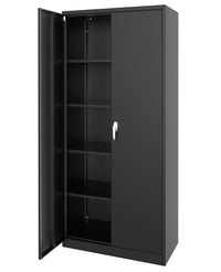 Garvee armoire de rangement métallique avec serrure, 4 étagères réglables, 180 cm de hauteur, revêtement en poudre, résistant aux rayures et à la rouille, acier, garage et bureau, gris