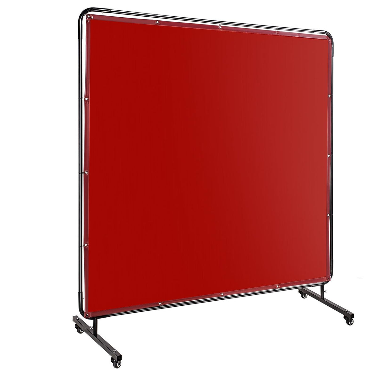 Écran de soudage Garvee 2,4 x 1,8 m en vinyle avec cadre, PVC ignifugé, transparent, pour ateliers, mobile, roues verrouillables