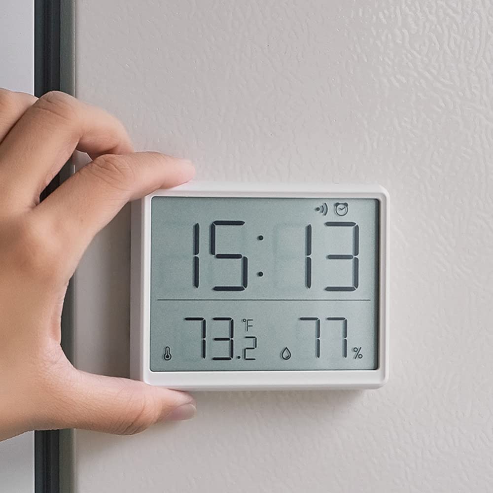 Réveil numérique LED Garvee avec aimant, affichage de la température et minuteur pour chambre et bureau, blanc, plastique