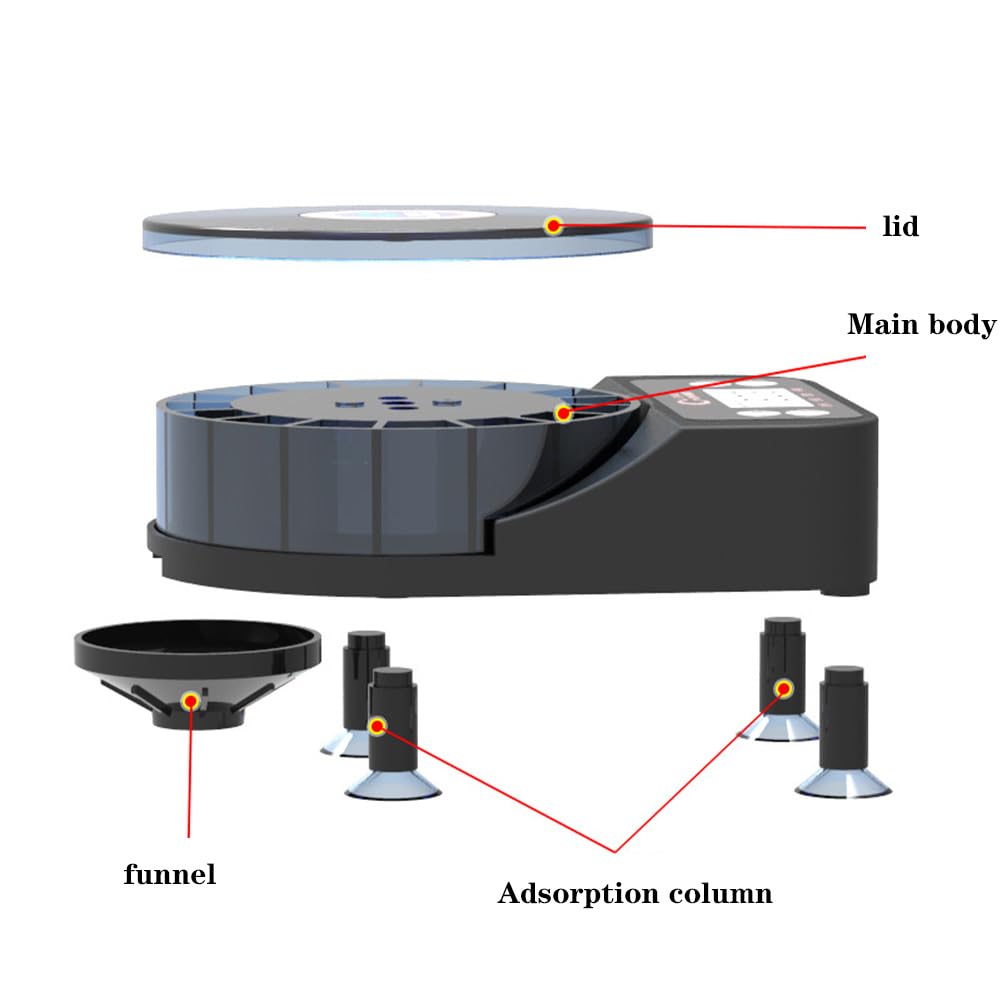 Distributeur automatique de nourriture pour poissons rechargeable Garvee – Minuteur d'aquarium avec port USB – Pour petits et moyens poissons jusqu'à 15 cm, différents types d'aliments