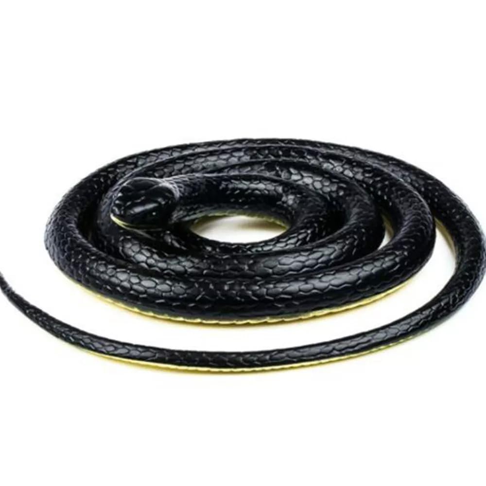 Serpent en caoutchouc réaliste Garvee, 132 cm, souple, pour protéger le jardin, Halloween et les fêtes, noir et jaune.