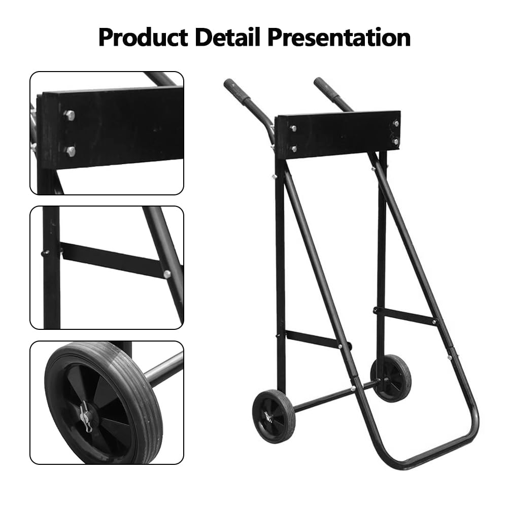 Chariot pour moteur hors-bord Garvee, capacité 85 kg, support pliable pour la réparation et le transport de bateaux, hauteur 99 cm, fer, noir