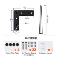 Pieds de meubles Garvee 40 pouces – Pieds en acier robustes pour salon et bureau, parfaits pour ajuster et renforcer les meubles
