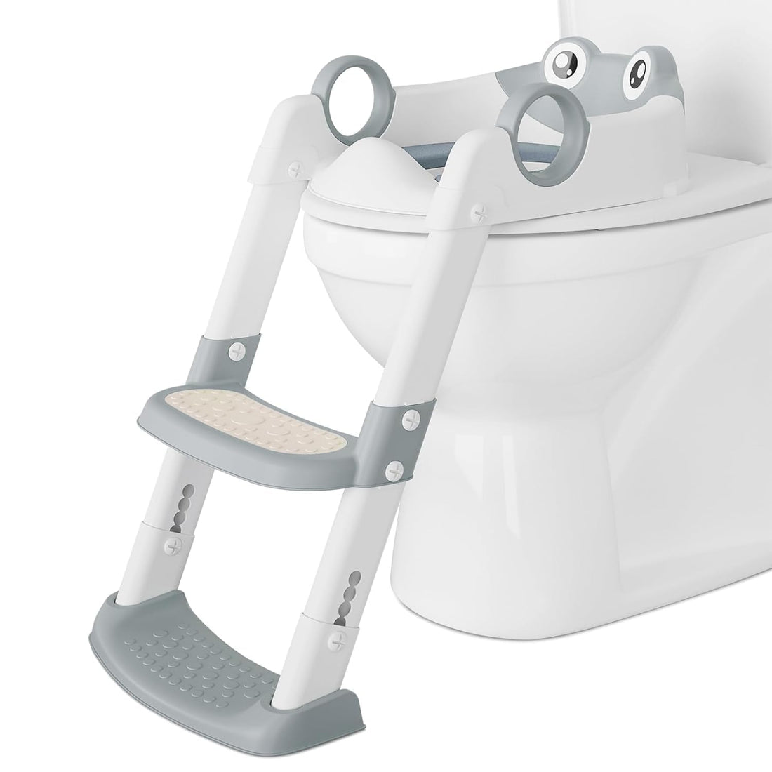 Siège d'apprentissage de la propreté Garvee avec marchepied et poignées pour garçons et filles, gris, pour la salle de bain, hauteur réglable, antidérapant, en polypropylène durable