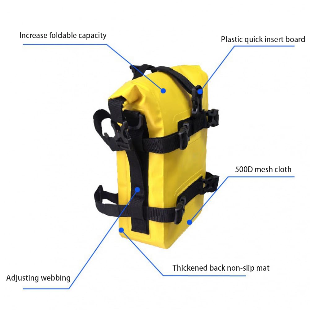 Sacoche moto Garvee avec barre de protection, étanche IPX6, 8 L, jaune, pour cadres de moto et utilisation tout-terrain