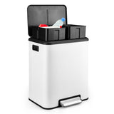 Poubelle double compartiment Garvee en acier inoxydable 30 L avec couvercle à fermeture douce, compacte et argentée, idéale pour les petites cuisines.