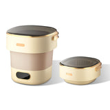 Garvee Mini lave-linge portable 13 L, capacité 2,5 kg, pliable, moteur silencieux, ABS durable, idéal pour camping, voyage, caravane et petits espaces - Beige