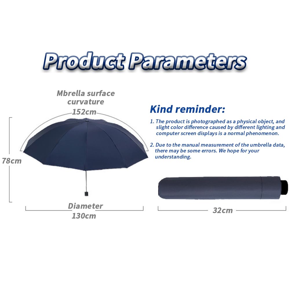 Parapluie familial Garvee grand format, coupe-vent et pliable, noir, 130 cm, pour la pluie et le soleil