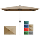 Garvee Parasol Rectangulaire 10'x6.5' Polyester UV Résistant avec Manivelle et Inclinaison Bouton pour Jardin et Terrasse, Armature Acier Renforcée, Ventilé, Bleu - Tan