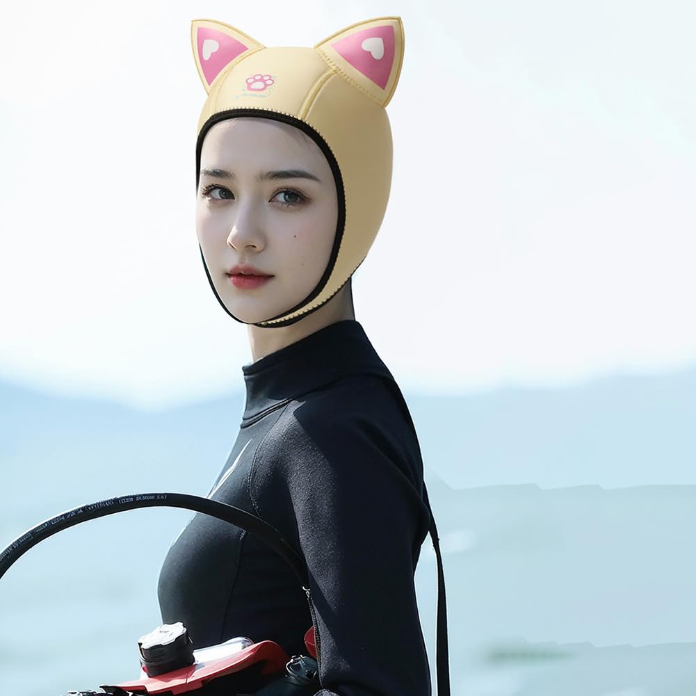 Cagoule de plongée Garvee avec oreilles de chat, en néoprène 3 mm, étanche, élastique avec mentonnière, pour la plongée et les sports nautiques