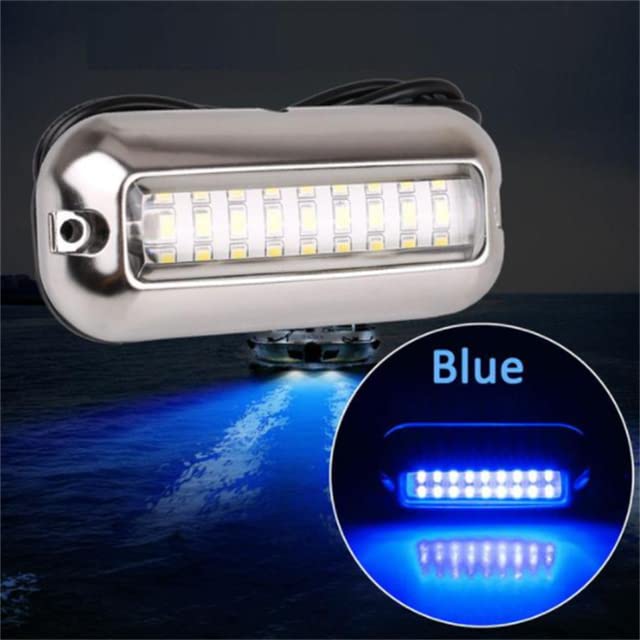 Garvee Lot de 2 lampes marines 27 LED, éclairage sous-marin pour bateau, éclairage de rétroviseur pour ponton en acier inoxydable, lampe de pont étoilée Vissen, lampe de nuit pour yachting et bateau en acier inoxydable