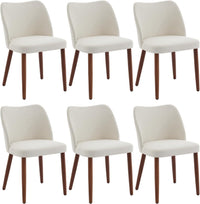 Ensemble de 2 chaises de salle à manger Garvee, en bois avec revêtement en lin et dossier à oreilles, pour la cuisine et la salle à manger, 42 x 47 x 78 cm, coloris naturel