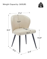 Garvee Ensemble de 2 chaises de salle à manger , ergonomiques, en cuir, pieds en acier, pour la cuisine et la salle à manger, hauteur d'assise de 59 cm (23,2 po), couleur neutre