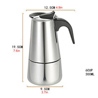 Cafetière italienne Garvee Moka, 6 tasses, en acier inoxydable, compatible induction, soupape de sécurité, poignée ergonomique, pour la maison et le bureau