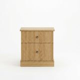 Garvee Table De Chevet Avec Tiroir En Bois, Design Cannelé, Robuste Et Durable, Style Milieu Du Siècle, Chambre À Coucher - Oak
