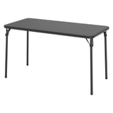 Table pliante Garvee à 4 pieds avec pieds en métal, plateau en cuir PU, robuste pour une utilisation intérieure et extérieure, noire, gain de place