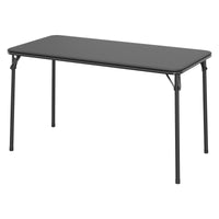 Table pliante Garvee à 4 pieds avec pieds en métal, plateau en cuir PU, robuste pour une utilisation intérieure et extérieure, noire, gain de place