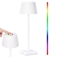 Lampe de table sans fil GARVEE à intensité variable, 8 couleurs, commande tactile, batterie 4000 mAh, étanche, idéale pour le jardin, la chambre, le balcon, l'hôtel, noir et blanc.