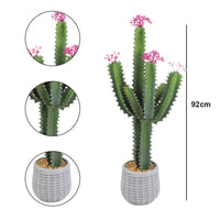 Cactus artificiel Garvee de 90 cm (3 pieds), design réaliste, en plastique vert, pour une utilisation intérieure et extérieure.