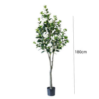 Camélia artificiel Garvee 150-180 cm avec feuilles et fleurs réalistes, facile d'entretien, blanc, pour la décoration de la maison et du bureau