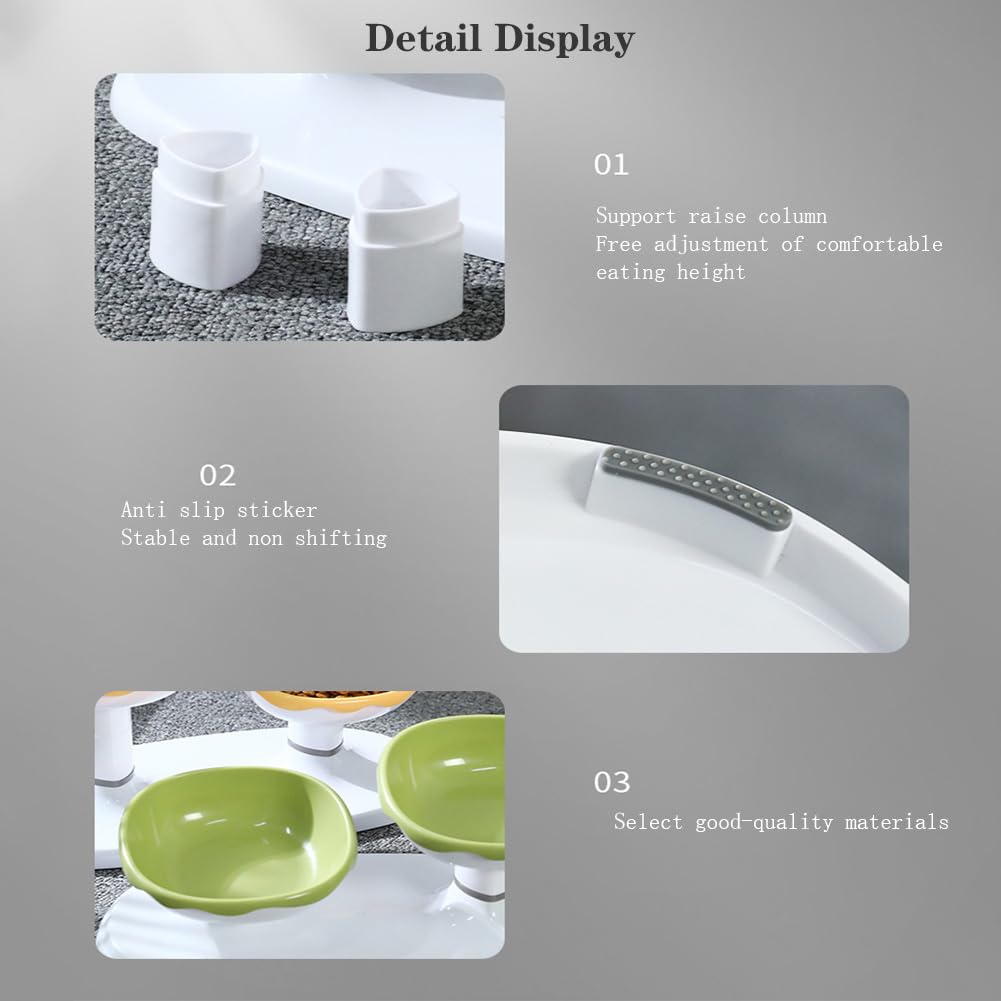 Gamelle pour chat Garvee, hauteur réglable, surélevée, antidérapante, en plastique, avec coussinet antidérapant, pour l'alimentation en intérieur