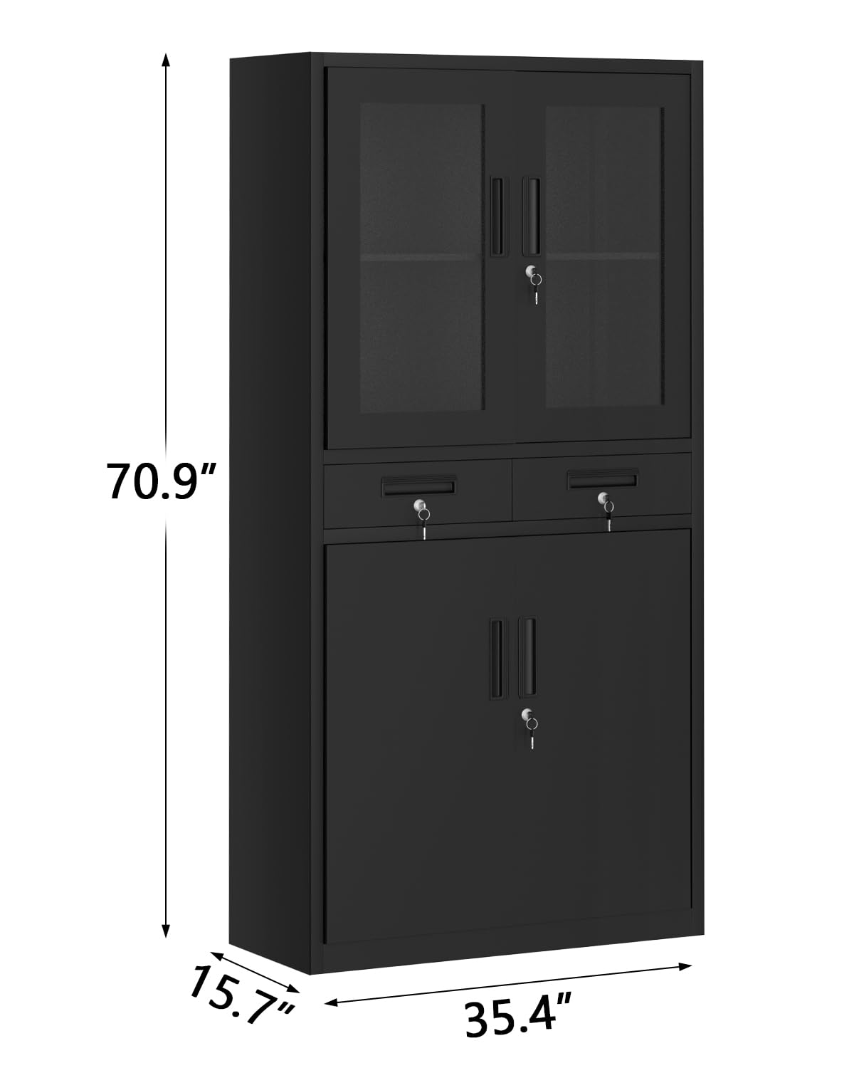 Garvee Armoire de Rangement Métallique 183 cm avec Tiroirs et Portes Verrouillables, Acier Revêtu de Poudre sur Roulettes, pour Garage et Atelier