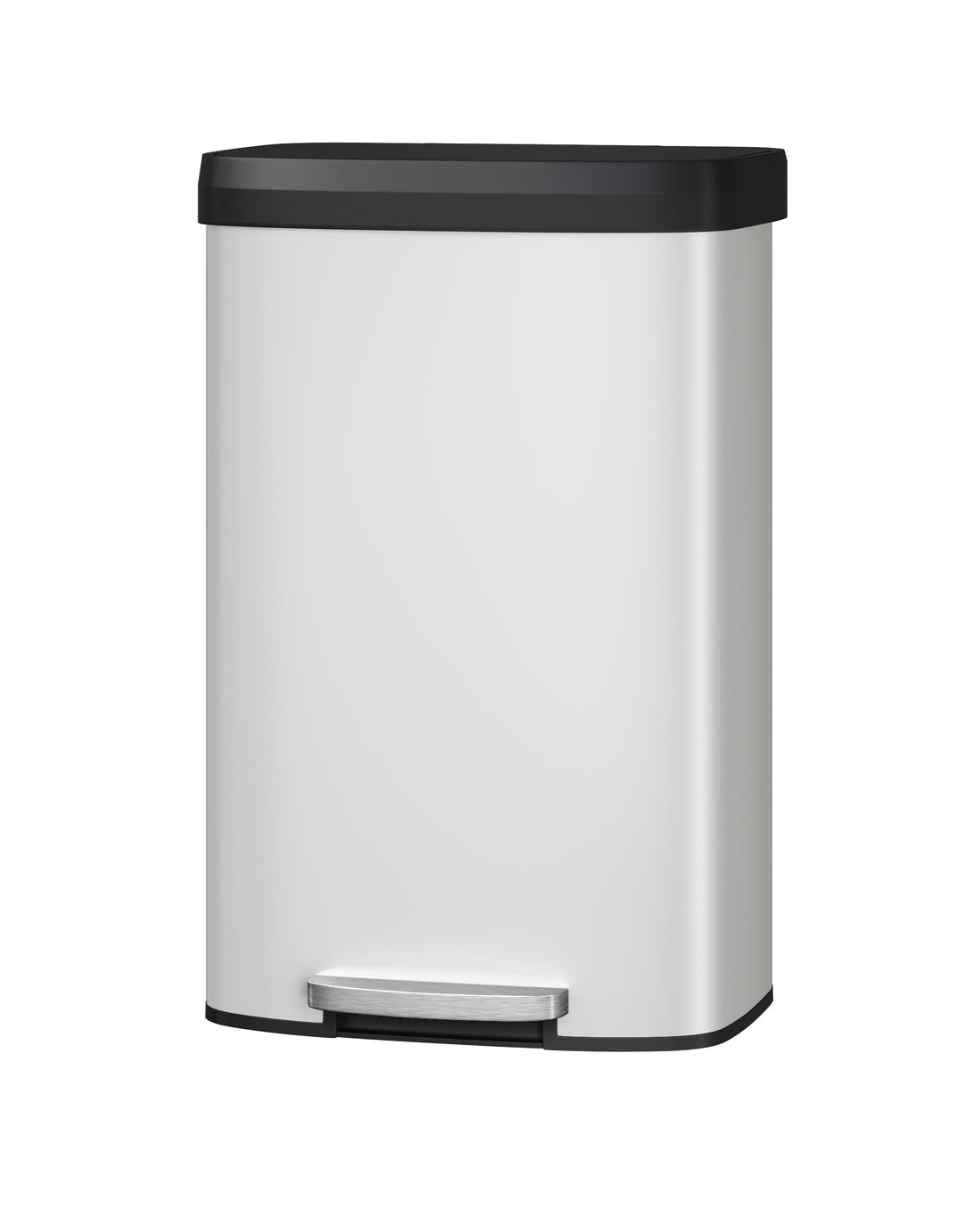 Poubelle métallique Garvee 80 L avec couvercle, antirouille, fermeture amortie, blanche, pour la cuisine et le bureau, compacte et durable