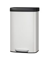 Poubelle métallique Garvee 80 L avec couvercle, antirouille, fermeture amortie, blanche, pour la cuisine et le bureau, compacte et durable