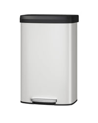 Poubelle métallique Garvee 80 L avec couvercle, antirouille, fermeture amortie, blanche, pour la cuisine et le bureau, compacte et durable