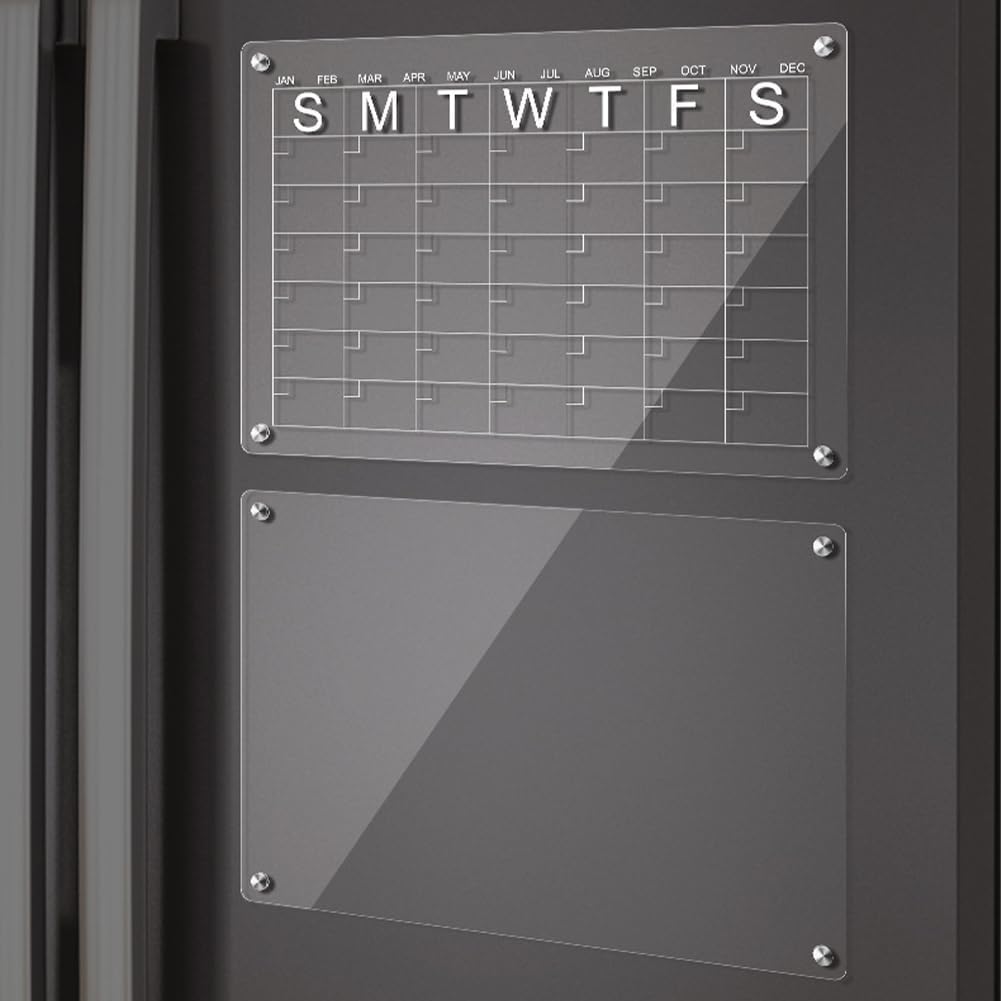 Calendrier magnétique Garvee en acrylique transparent pour réfrigérateur, réutilisable, pour bureau, maison et école, lot B