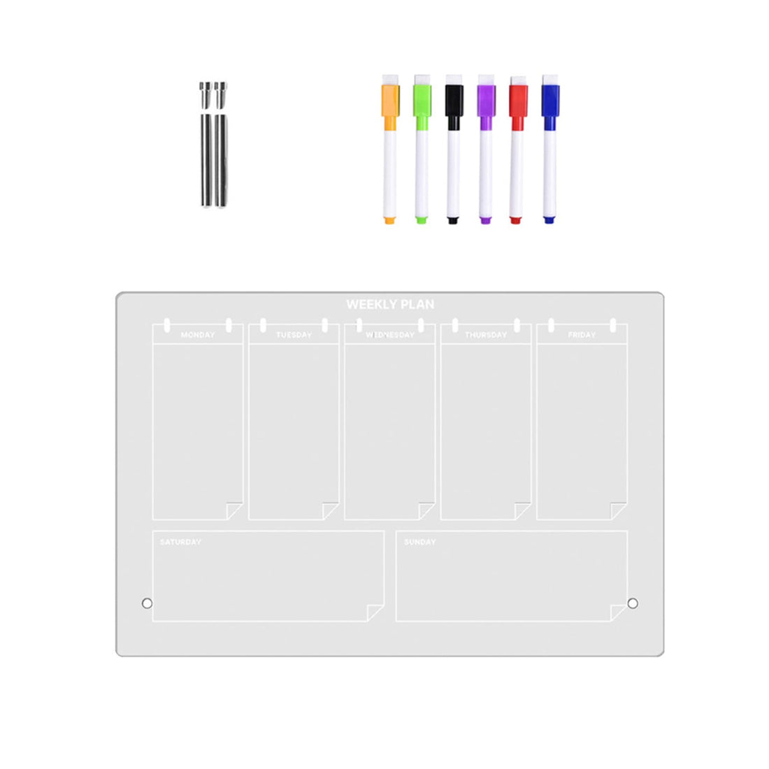 Garvee Calendrier hebdomadaire de bureau en acrylique blanc avec support, 30 × 20 cm (11, 8 × 7, 23 cm).