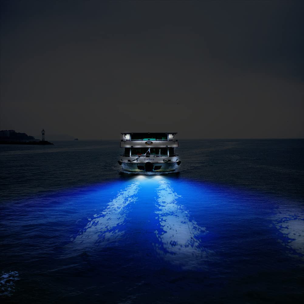 Garvee Lot de 2 lampes marines 27 LED, éclairage sous-marin pour bateau, éclairage de rétroviseur pour ponton en acier inoxydable, lampe de pont étoilée Vissen, lampe de nuit pour yachting et bateau en acier inoxydable