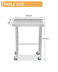 Table de travail Garvee en acier inoxydable 45,7 x 71,1 cm (18 x 28 pouces) avec roulettes, robuste et mobile, résistante à la chaleur et à la rouille, idéale pour la cuisine et l'atelier, couleur argent.