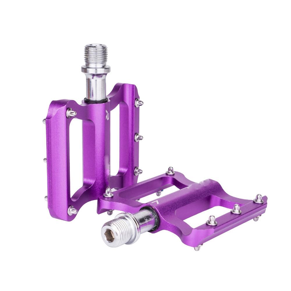 Pédales de vélo Garvee en aluminium 6061 usiné CNC, légères (250 g), plateforme antidérapante, axe en Cr-Mo, pour VTT, vélo de route et vélo pliant, adulte, violet, polyvalentes