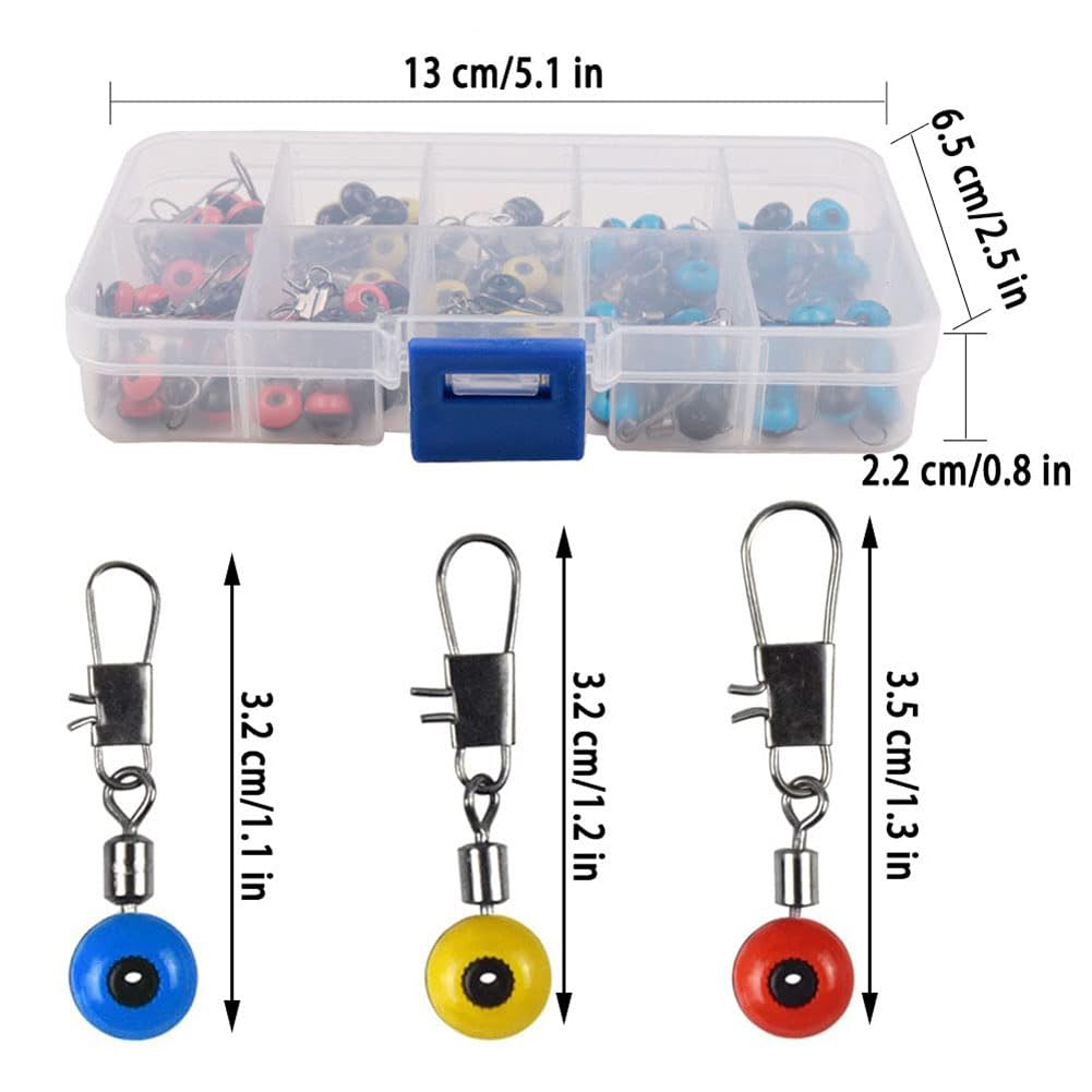 Garvee, lot de 100 émerillons de pêche avec perles, antirouille, pour la pêche en eau douce et en mer, polyvalents et durables.