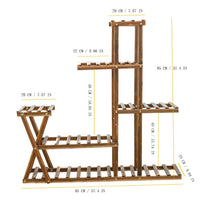 Garvee support à plantes en bois, 5 niveaux et 7 plateformes, 95 × 25 × 95 cm, intérieur et extérieur, naturel