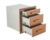 Garvee bloc à 3 tiroirs pour cuisine extérieure, acier inoxydable 304, 45 × 52 × 52 cm, finition brune - Brun effet bois
