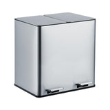 Garvee poubelle double compartiment 2 × 15 L acier inoxydable argent pour cuisine et bureau avec couvercle fermeture douce et seaux amovibles
