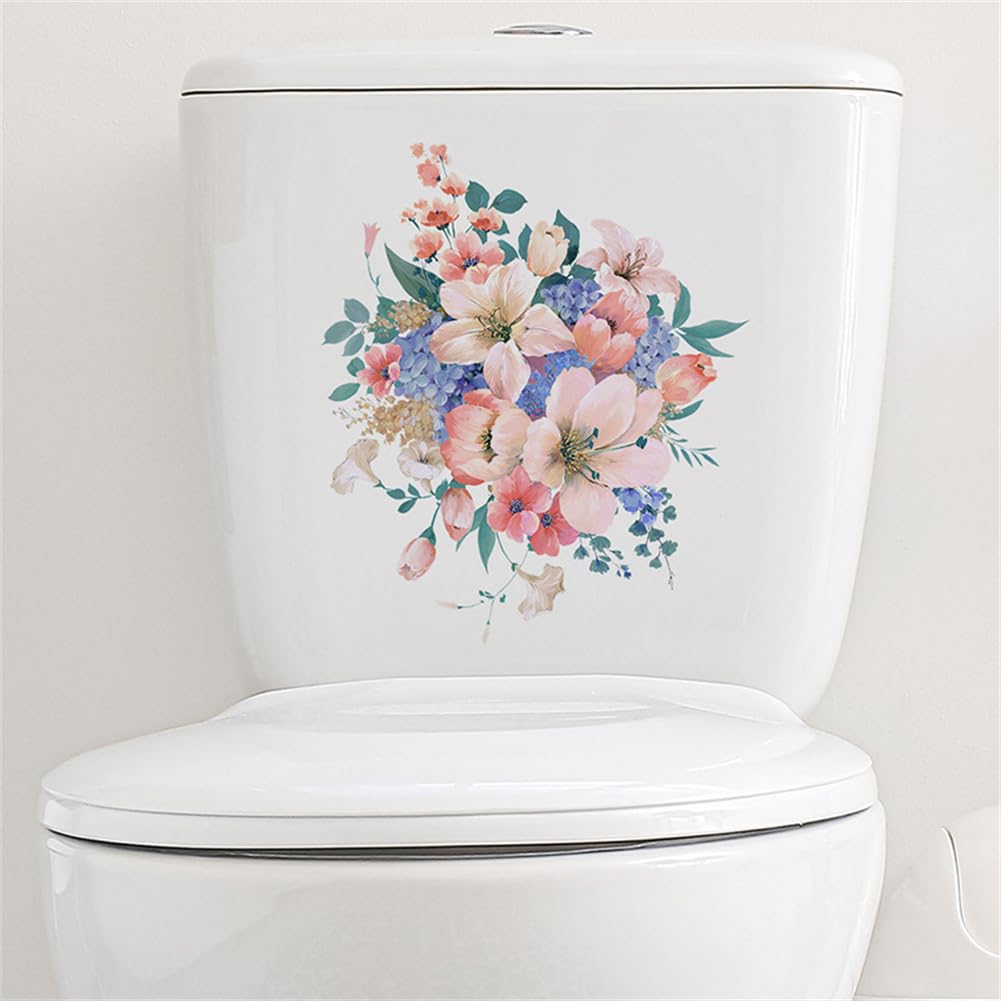Garvee Autocollants décoratifs floraux pour abattant de toilettes , auto-adhésifs, amovibles, en PVC, imperméables, pour la décoration de salle de bain, style 2
