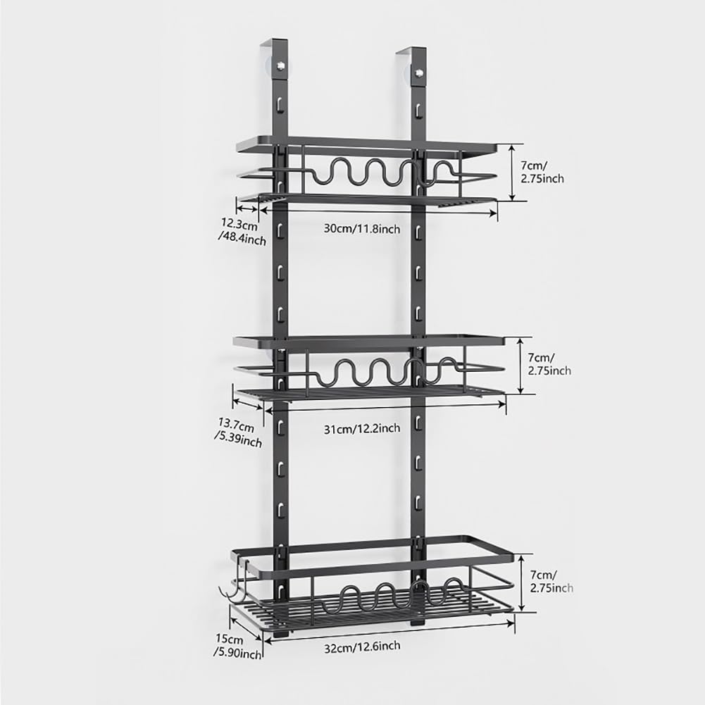 Organisateur de garde-manger Garvee à suspendre à la porte, étagère à épices en métal à 3 niveaux, antirouille, pour la cuisine et la salle de bain, gain de place polyvalent.