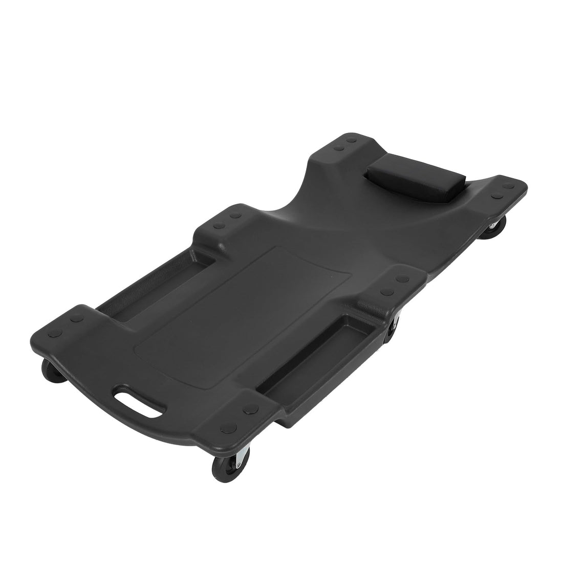 Chariot d'atelier Garvee 40" en plastique, capacité de charge de 159 kg, ergonomique, en PEHD, avec appui-tête rembourré, 6 roulettes pivotantes, profil bas, pour la réparation automobile, noir